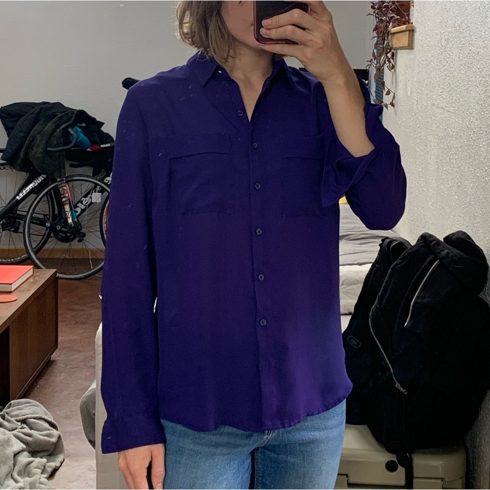 Apt 9 Purple Button Down Blouse